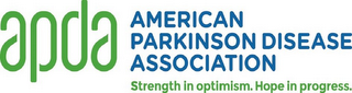 APDA AMERICAN PARKINSON DISEASE ASSOCIATION STRENGTH IN OPTIMISM. HOPE IN PROGRESS. logo