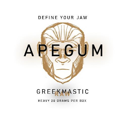 APE GUM, DEFINE YOUR JAW, GREEK MASTIC, RAW HEAVY 20 GRAMS PER BOX logo