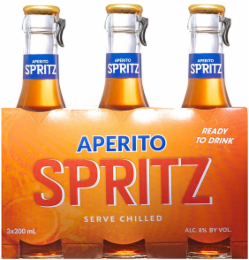 APERITO SPRITZ 3X200 ML SERVE CHILLED READY TO DRINK ALC. 8% BY VOL. APERITO SPRITZ APERITO SPRITZ APERITO SPRITZ logo