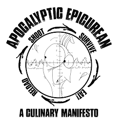 APOCALYPTIC EPICUREAN SHOOT SURVIVE EAT! RELOAD A CULINARY MANIFESTO 3 2 1 1 2 3 4 3 2 1 0 1 2 3 4 logo