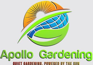 APOLLO GARDENING QUIET GARDENING. POWERED BY THE SUN logo