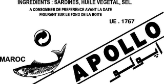 APOLLO MARCO INGREDIENTS : SARDINES, HUILE VEGETAL, SEL. A CONSOMMER DE PREFERENCE AVANT LA DATE UE . 1767 logo