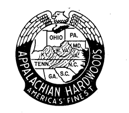 APPALACHIAN HARDWOODS AMERICA'S FINEST OHIO PA. MD. W.VA. KY. VA. TENN. N.C. S.C. GA. logo