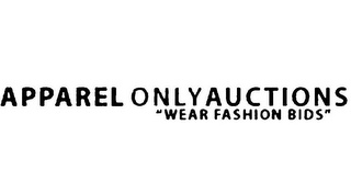 APPAREL ONLY AUCTIONS "WEAR FASHION BIDS" logo