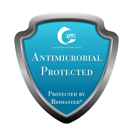 APPI ASSOCIATED PRINTING PRODUCTIONS INC. ANTIMICROBIAL PROTECTED AND POWERED BY BIOMASTER logo