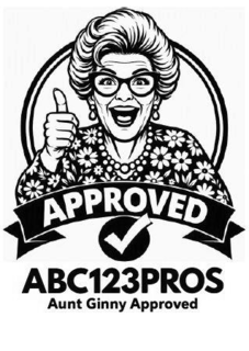 APPROVED ABC123PROS AUNT GINNY APPROVED logo