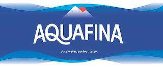 AQUAFINA PURE WATER, PERFECT TASTE logo