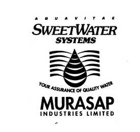 AQUAVITAE SWEETWATER SYSTEM YOUR ASSURANCE OF QUALITY WATER MURASAP INDUSTRIES LIMITED logo
