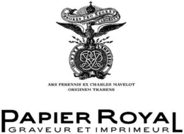 ARBORES PRO REGENT LABORANT VIVE L’EMPEREUR ARS PERENNIS EX CHARLES MAVELOT ORIGINEM TRAHENS PAPIER ROYAL GRAVEUR ET IMPRIMEUR logo