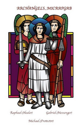 ARCHANGELS_MICRAPGAB RAPHAEL (HEALER) GABRIEL (MESSENGER) MICHAEL (PROTECTOR) logo