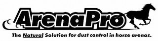 ARENAPRO THE NATURAL SOLUTION FOR DUST CONTROL IN HORSE ARENAS. logo