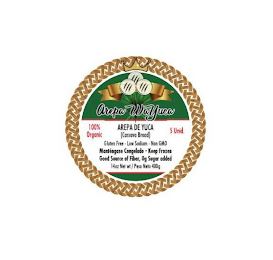 AREPA WAYUCA 100% ORGANIC AREPA DE YUCA (CASSAVA BREAD) 5 UNID. GLUTEN FREE - LOW SODIUM - NON GMO MANTENGASE CONGELADO - KEEP FROZEN GOOD SOURCE OF FIBER, 0G SUGAR ADDED 14OZ NET WT / PESO NETO 400G logo