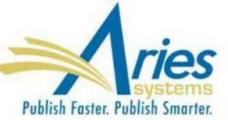 ARIES SYSTEMS PUBLISH FASTER. PUBLISH SMARTER. logo