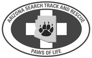 ARIZONA SEARCH TRACK AND RESCUE PAWS OFLIFE logo
