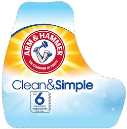 ARM & HAMMER THE STANDARD OF PURITY CLEAN&SIMPLE MADE WITH 6 ESSENTIAL INGREDIENTS AND WATER logo
