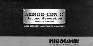 ARMOR-CON II SECOND GENERATION SMOOTH TEXTURE MORE STRENGTH · MORE COLOR · MORE LIFE NICOLOCK PAVING STONES & RETAINING WELLS logo