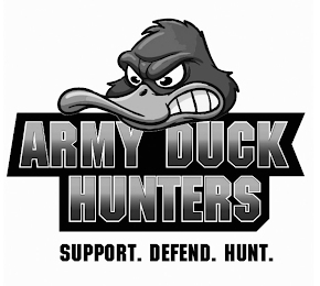 ARMY DUCK HUNTERS SUPPORT. DEFEND. HUNT. logo