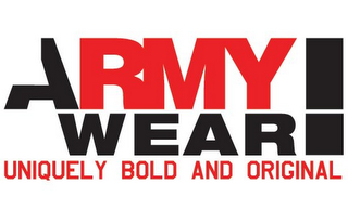 ARMY WEAR, UNIQUELY BOLD AND ORIGINAL logo