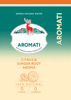 AROMA INFUSED WATER AROMATI WITH GEORGIAN NATURAL MINERAL WATER CITRUS & GINGER ROOT AROMA 100% NATURAL 0 SUGAR 0 CALORIES AROMATI logo