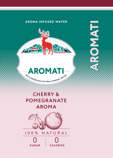 AROMATI AROMA INFUSED WATER WITH GEORGIAN NATURAL MINERAL WATER CHERRY & POMEGRANATE AROMA 100% NATURAL 0 SUGAR 0 CALORIES logo