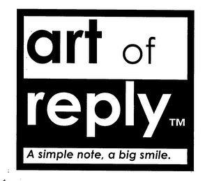 ART OF REPLY A SIMPLE NOTE, A BIG SMILE logo
