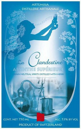 ARTEMISIA DISTILLERIE ARTISANALE CHARLOTTE LA CLANDESTINE ABSINTHE SUPÉRIEURE GRAIN NEUTRAL SPIRITS DISTILLED WITH HERBS CONT. NET 750 ML PRODUCT OF SWITZERLAND ALC.53% BT VOL. logo