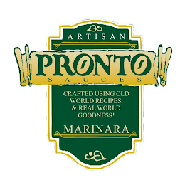 ARTISAN PRONTO SAUCES CRAFTED USING OLD WORLD RECIPES, & REAL WORLD GOODNESS! MARINARA logo