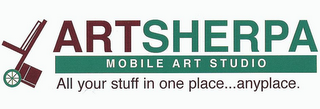 ARTSHERPA MOBILE ART STUDIO ALL YOUR STUFF IN ONE PLACE...ANYPLACE. logo