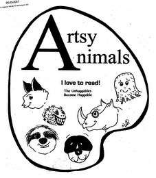 ARTSY ANIMALS I LOVE TO READ! THE UNHUGGABLES BECOME HUGGABLE logo