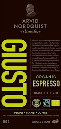 ARVID NORDQUIST OF SWEDEN GIUSTO ORGANIC ESPRESSO logo