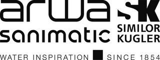 ARWA SANIMATIC SK SIMILOR KUGLER WATER INSPIRATION SINCE 1854 logo