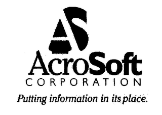 AS ACROSOFT CORPORATION PUTTING INFORMATION IN IT'S PLACE.
