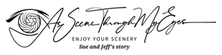 AS SCENE THROUGH MY EYES ENJOY YOUR SCENERY SUE AND JEFF'S STORY logo