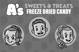 A'S SWEETS & TREATS FREEZE DRIED CANDY logo