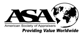ASA AMERICAN SOCIETY OF APPRAISERS PROVIDING VALUE WORLDWIDE logo