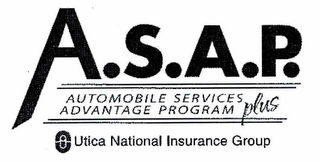 A.S.A.P. AUTOMOBILE SERVICES ADVANTAGE PROGRAM PLUS UTICA NATIONAL INSURANCE GROUP logo