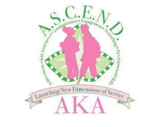 A.S.C.E.N.D. ACHIEVEMENT · SELF AWARENESS · COMMUNICATION · ENGAGEMENT · NETWORKING · DEVELOPMENTAL SKILLS LAUNCHING NEW DIMENSIONS OF SERVICE AKA logo