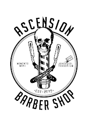 ASCENSION BARBER SHOP MOMENTO MORI JONES CO. TONSORIUM · EST · 2019 · logo