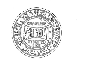 ASH GROVE SNOWFLAKE HYDRATED LIME ASH GROVE LIME & PORTLAND CEMENT CO. KANSAS CITY logo