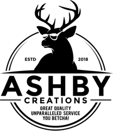 ASHBY CREATIONS GREAT QUALITY UNPARALLELED SERVICE YOU BETCHA! ESTD 2018 logo