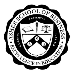 ASHER SCHOOL OF BUSINESS EXCELLENCE IN EDUCATION ASB SCIENTIA SAPIENTIA IUSTITIA logo