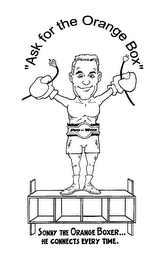 "ASK FOR THE ORANGE BOX" PRO-WIRE SONNY THE ORANGE BOXER... HE CONNECTS EVERY TIME. logo