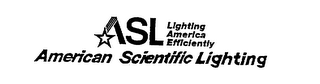 ASL AMERICAN SCIENTIFIC LIGHTING LIGHTING AMERICA EFFICIENTLY logo