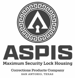 ASPIS MAXIMUM SECURITY LOCK HOUSING CORRECTIONS PRODUCTS COMPANY SAN ANTONIO, TEXAS logo