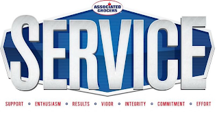ASSOCIATED GROCERS SERVICE SUPPORT ENTHUSIASM RESULTS VIGOR INTEGRITY COMMITMENT EFFORT logo