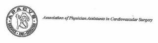 ASSOCIATION OF PHYSICIAN ASSISTANTS IN CARDIOVASCULAR SURGERY APACVS. SERVICE 1981 EDUCATION logo