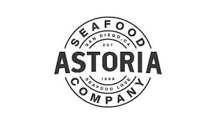 ASTORIA SEAFOOD COMPANY SAN DIEGO, CA EST 1899 SEAFOOD LOVE logo