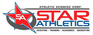 ATHLETIC SCIENCES CORP. SA STAR ATHLETICS SCOUTING TRAINING ACADEMICS RECRUITING logo