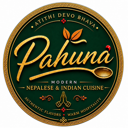 ATITHI DEVO BHAVA PAHUNA MODERN NEPALESE & INDIAN CUISINE AUTHENTIC FLAVORS WARM HOSPITALITY logo