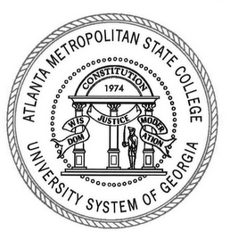 ATLANTA METROPOLITAN STATE COLLEGE UNIVERSITY SYSTEM OF GEORGIA CONSTITUTION JUSTICE WISDOM MODERATION 1974 logo